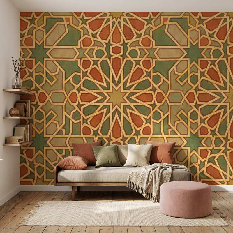 Décoration murale marocaine mosaïque géométrique amovible, Texturé non collé, 120 po x 96 po