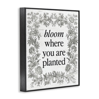 «Inspiring Bloom» avec bordure vintage, estampe numérique, design par lettré et doublé