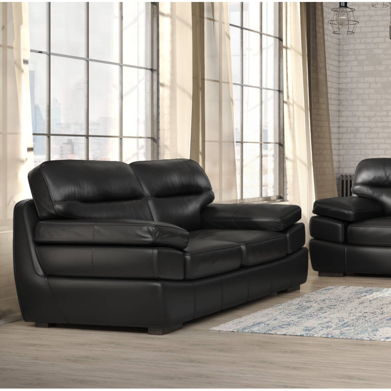Jayson 73'' Upholstered Loveseat, Black Leather