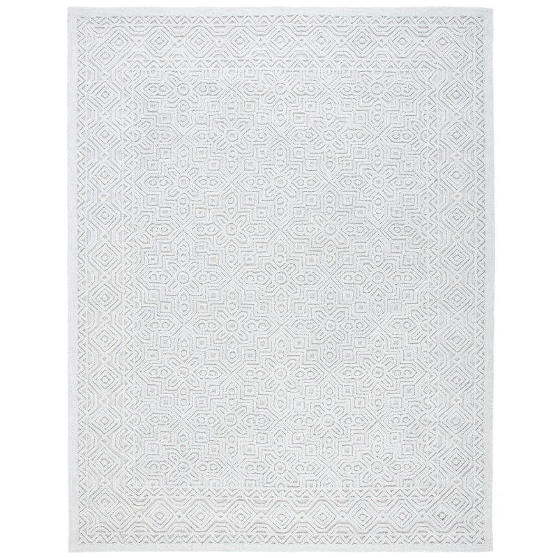 Thionville Hand Tufted Wool/Cotton Abstract Rug in Silver, Rectangle 11' x 15'