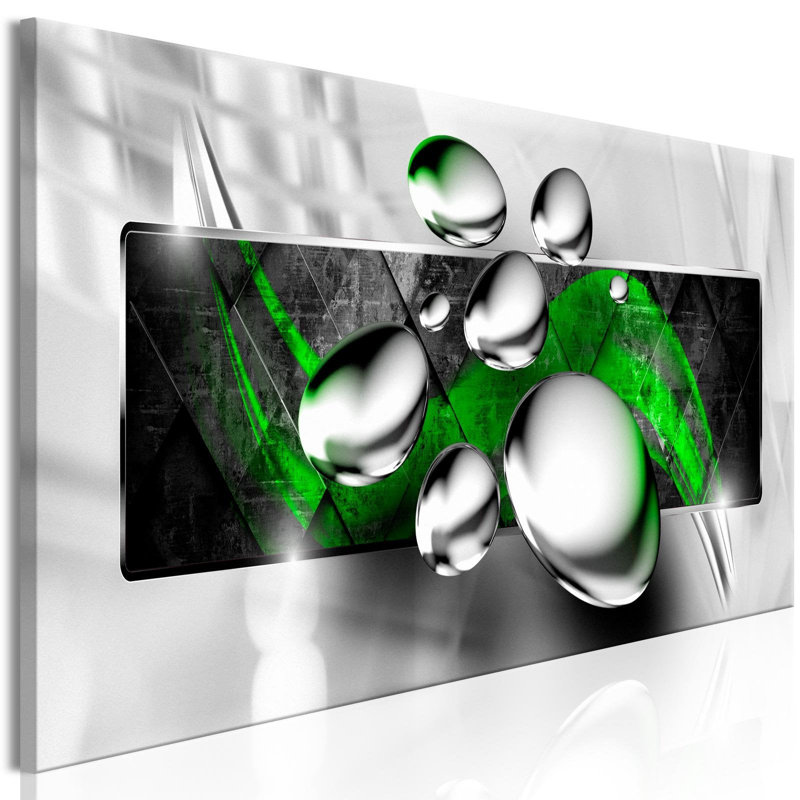 Pierres brillantes vert étroit sur toile, H 16 po x l 47 po x P 0,7 po