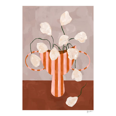 White Flowers in Striped Vase