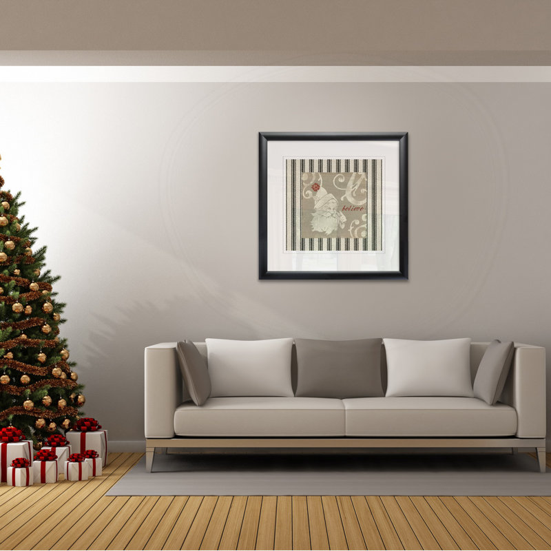 «Burlap Santa», impression, H 30,5 po x l 30,5 po x P 1,5 po, Blanc / aubergine / banane / brun clair / rouge br
