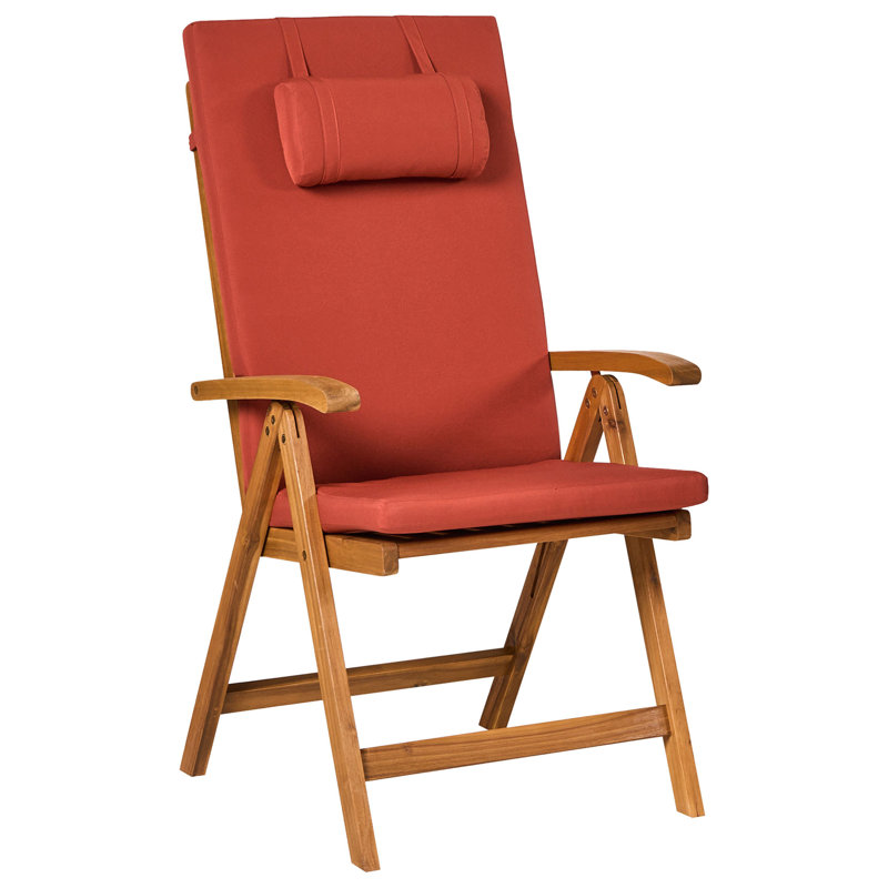 Aarica Folding Patio Dining Armchair with Cushion, Red