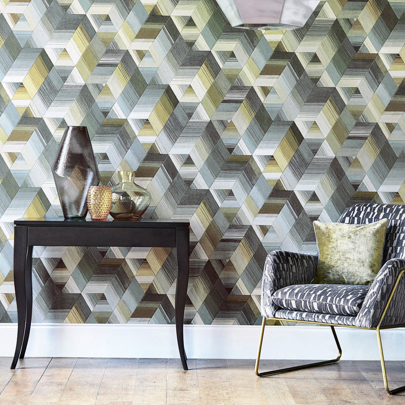 Arccos Wallpaper, Ochre/Steel