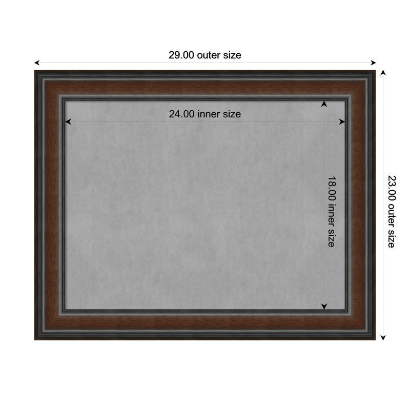 Cyprus Walnut Framed Magnetic Organization Board, 23" H x 29" W