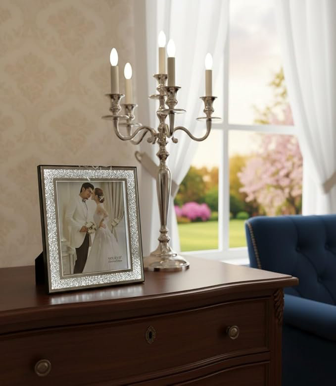 Silver Glass Mirror Picture Frame - Frames Included: 1