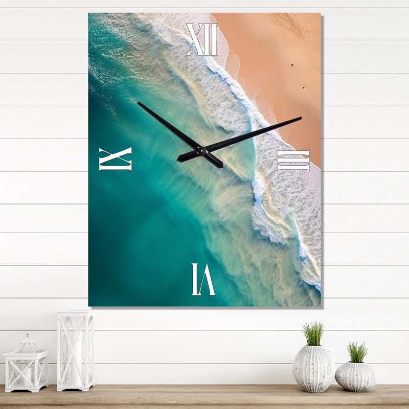Horloge murale moderne à vagues turquoise, Petit