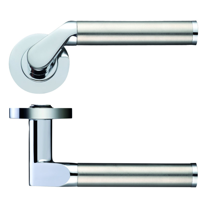 Venus Latch Door Handle, Polished Chrome/Satin Stainless