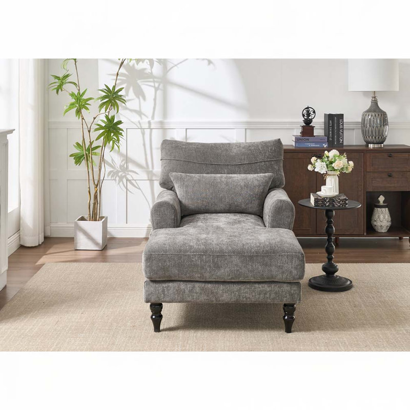 Chaise longue d'intérieur rembourrée, Gris