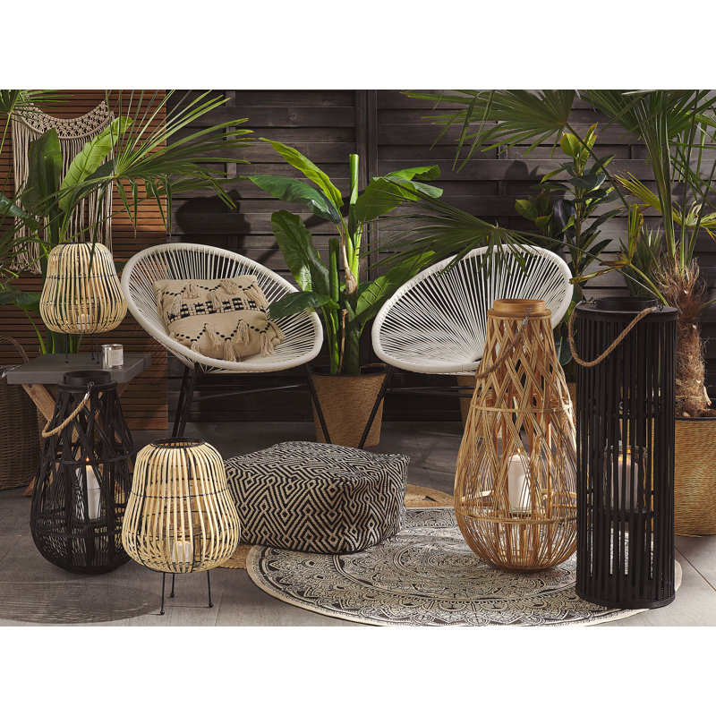 Solid Wood Tabletop Lantern, Light Brown