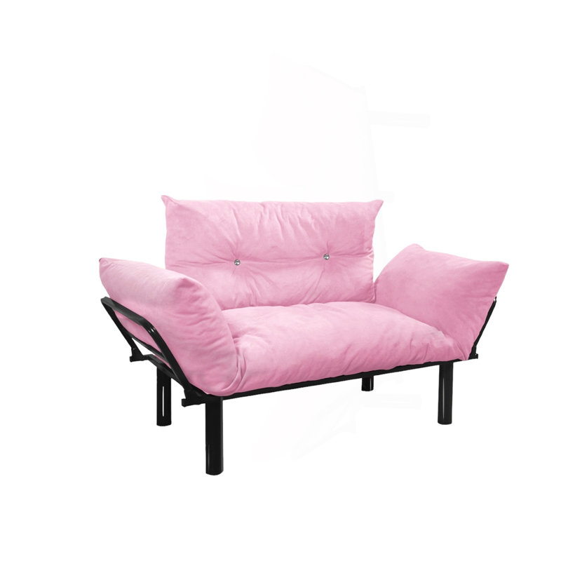 Ewald Upholstered 49'' Sofa, Pink Microfiber/Microsuede