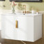 Meuble-lavabo de salle de bain vintage 30 po avec lavabo en céramique, lavabo simple en céramique à 3 trous, meuble-lavabo avec 2 portes à fermeture douce