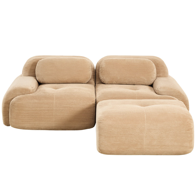 Canapé d'angle modulaire Camel 82'' en velours côtelé doux, incurvé, base antidérapante, ergonomique et multipositions pour un confort optimal dans la chambre à coucher. Combinaisons multiples possibles en forme de L. Aucun assemblage requis. Mousse haute densité. Parfait pour s'asseoir à la maison.