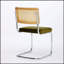 Ensemble de 2 chaises de salle à manger de style Mid-Century moderne, décorées de velours avec dossier en canne naturelle et base en chrome inoxydable, confortables et élégantes