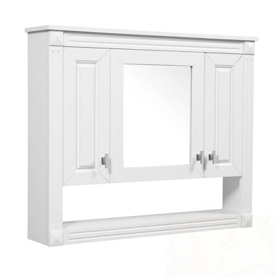 Wall-Mount Mirror Cabinet with Open Shelf