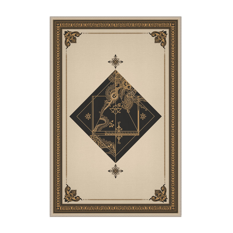 Tapis oriental doux et moelleux de style oriental classique Estaugh - reliure beige, 6 X 9