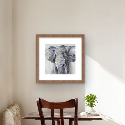 Pastel Blue Elephant | African Office Framed Matted Print