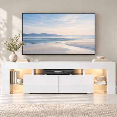 Meuble audio-vidéo avec lumières DEL Manjesh 63 po, meuble télé pour téléviseur de 70 po ou moins Manjesh