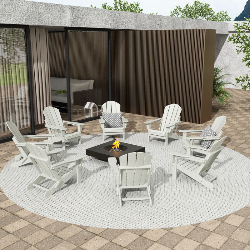 Shawnna Foldable Outdoor Adirondack Chair, Sand