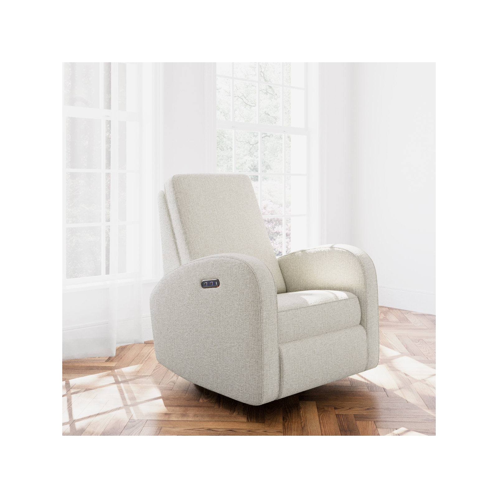 Santa Monica Swivel Power Recliner Glider, Dune Basketweave