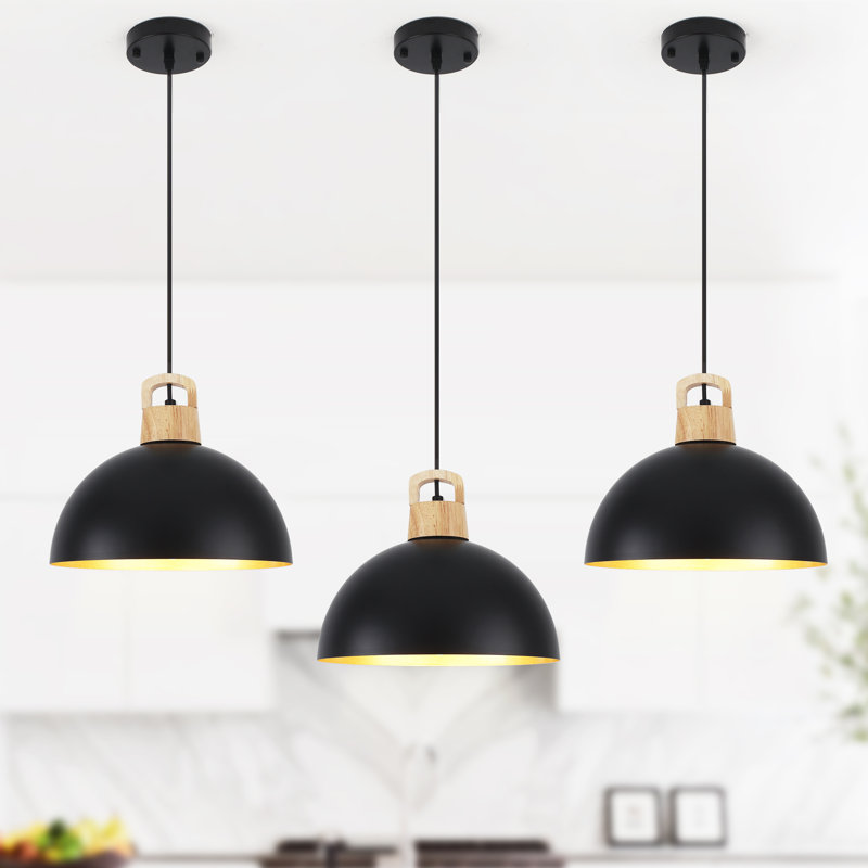 Luminaire suspendu simple 3 lumières Stelmach, Noir