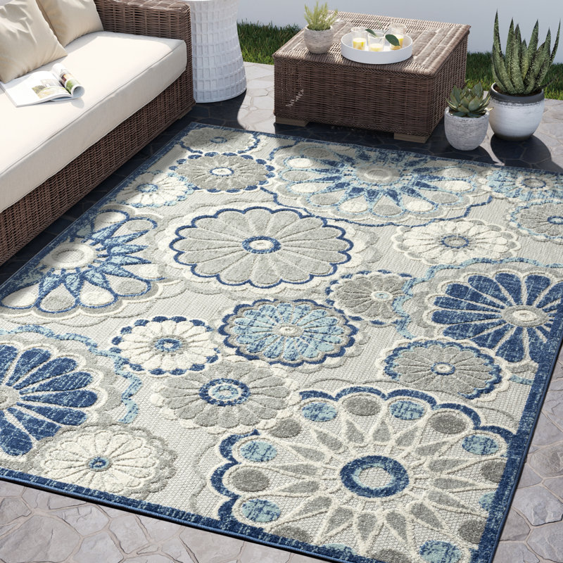 Tapis floral gris Inso, Rectangle 5 pi 3 po x 7 pi 6 po