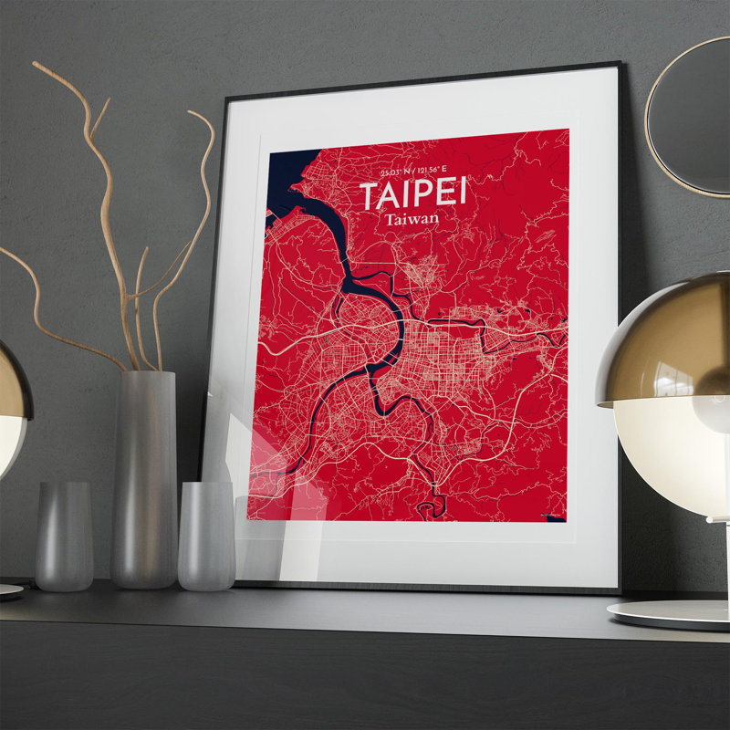 Taipei City Map In Nautical - No Frame Print, 20cm H x 16cm W x 0.05cm D