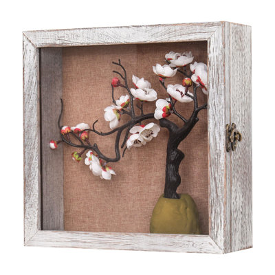 12X12x4 Shadow Box, Exterior Depth 4In Extra Deep Shadow Boxes Display Cases For Pictures, Photos And Keepsake(Distressed White)