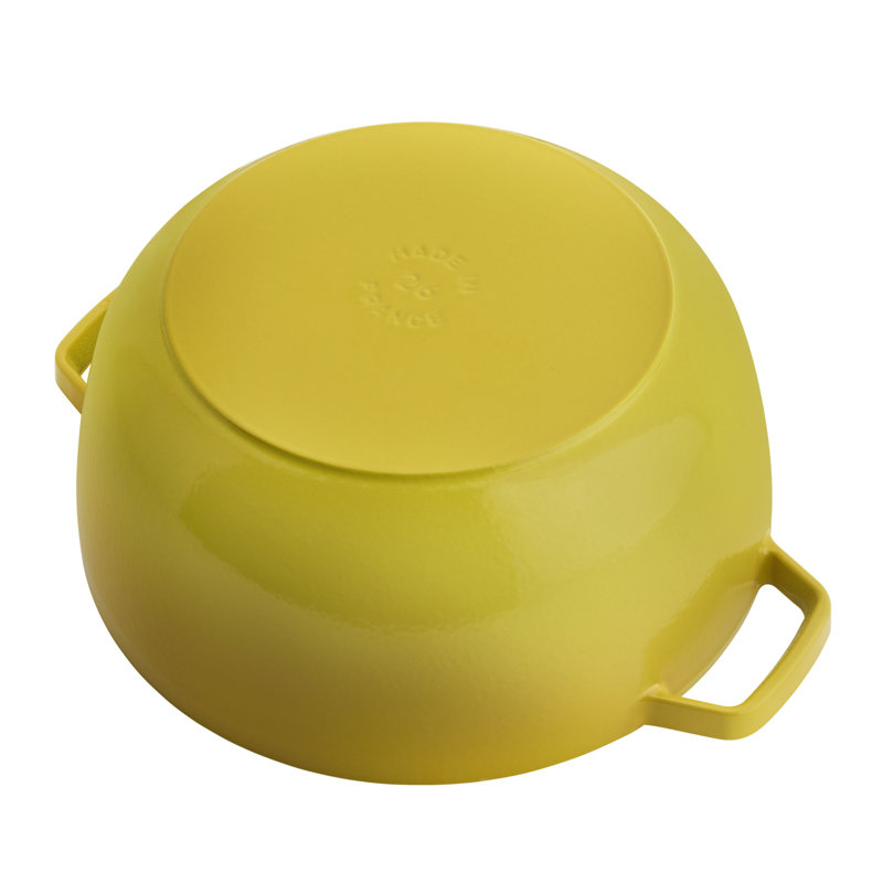 Staub Cast Iron Round Cocotte, Dutch Oven, 5.5-Quart, Serves 5-6, Made In France, Peony Pink, Citron