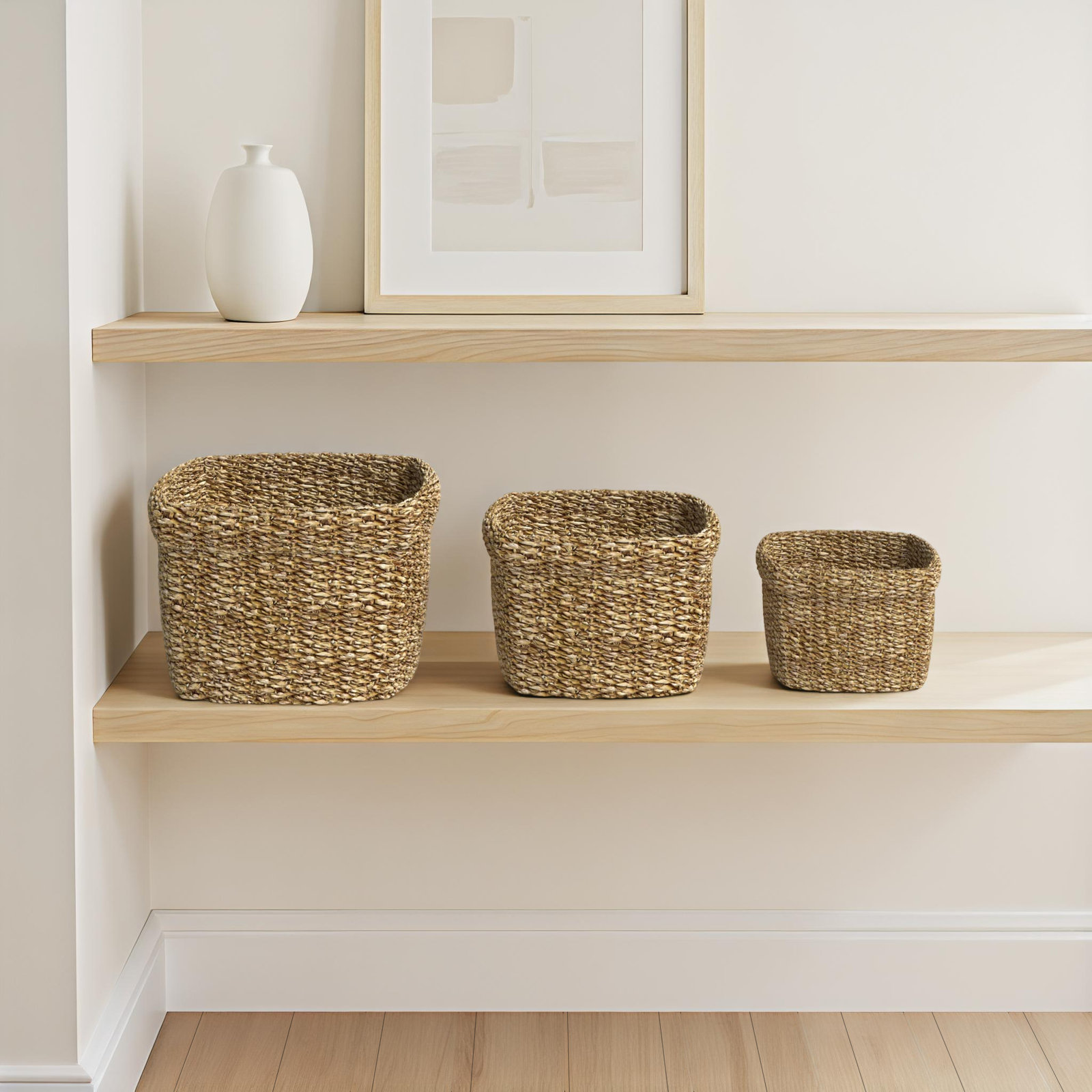 Charton Handmade Seagrass Decorative Basket - Set of 3