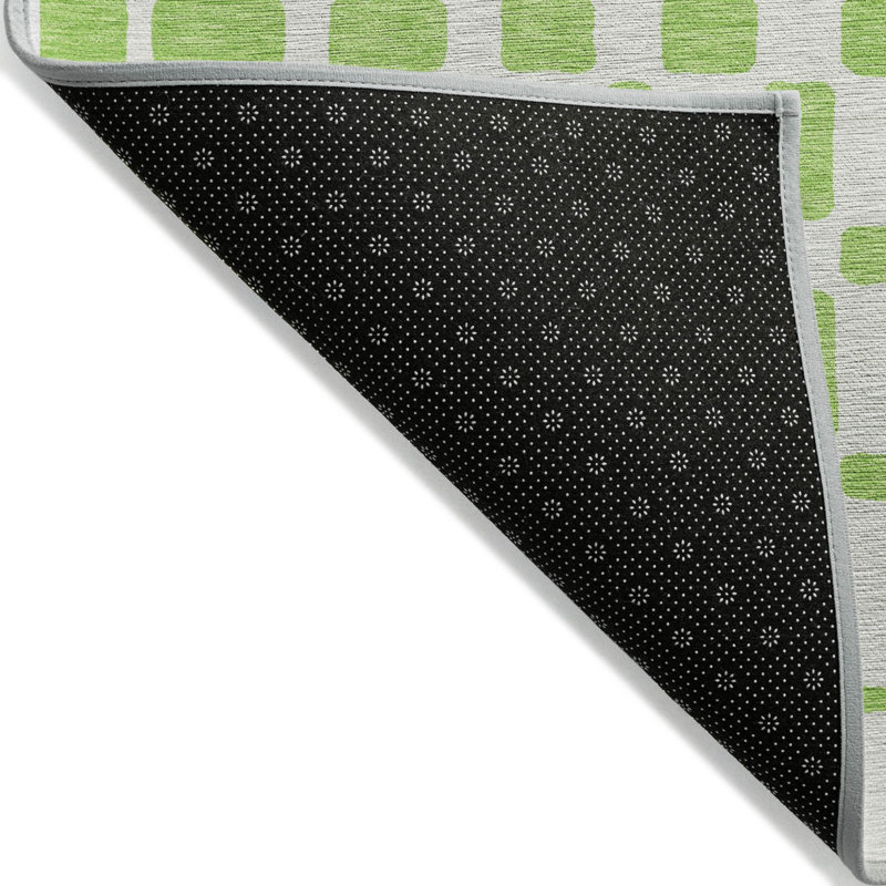 Tapis extérieur lavable géométrique vert lime et ivoire 5 pi x 8 pi