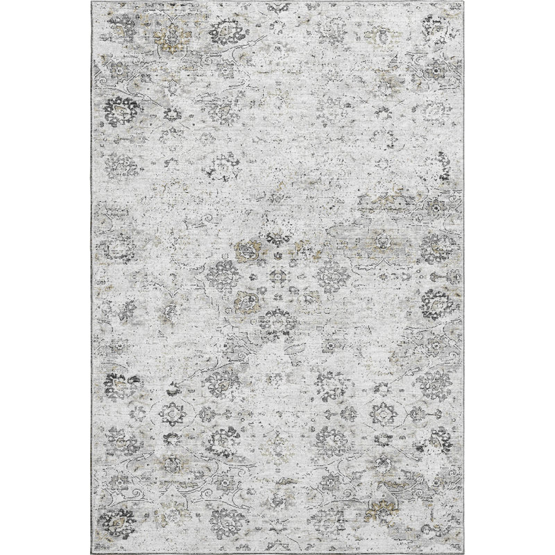Premium Machine Washable Andreau AMF92 Ash Rug, Rectangle 3' x 5'