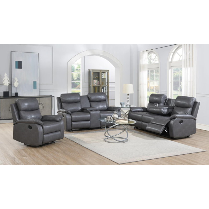 Canapé Motion - Causeuse Motion, 2 Pieces: Sofa, Loveseat, Grey Corduroy