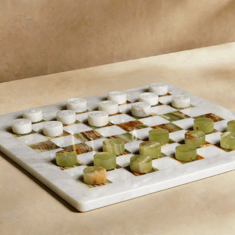 Marble Cultures Marble Backgammon & Checkers Set