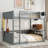 Queen Size Wooden Bunk Bed With Built-In Shelves,Storage Box,Led Light And Usb Charging Station-247851743