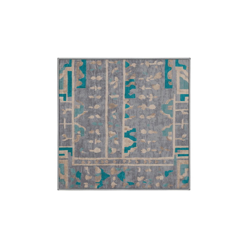 Tapis gris soyeux et moelleux, Carré 4 pi