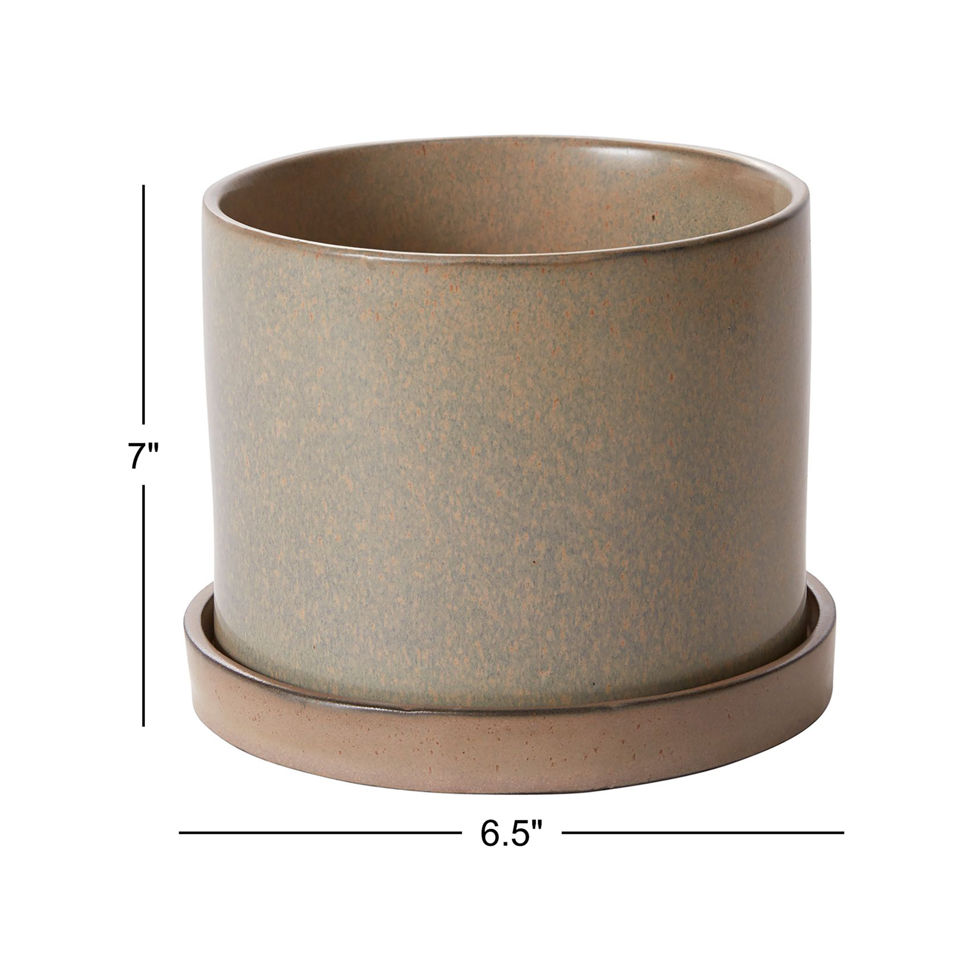 Tyron Ceramic Pot Planter, Tan, 7" H x 6.5" W x 6.5" D