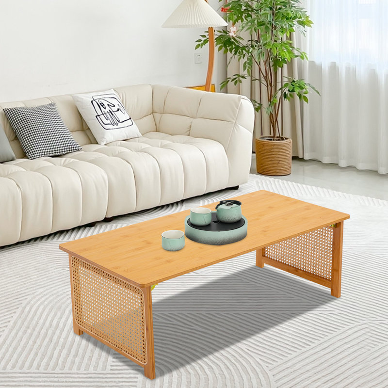 Table basse 39,3 pouces moderne rectangulaire autoportante pliable, H 13,77 po x L 39,3 po x l 18,89 po