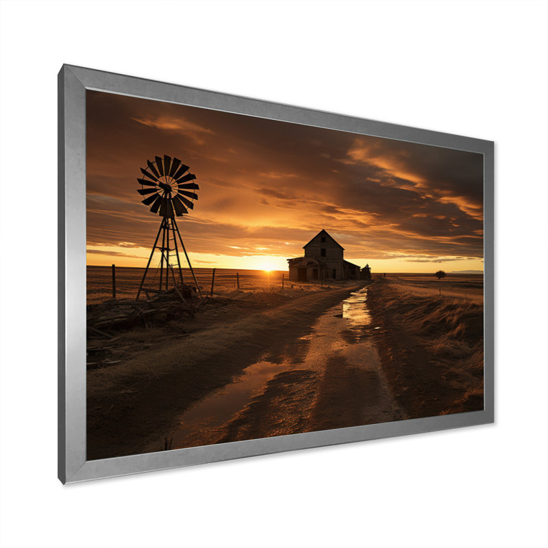 Wind Turbines Country Charm II sur impression sur toile, H 30 po x l 40 po x P 1,5 po, Cadre simple argenté
