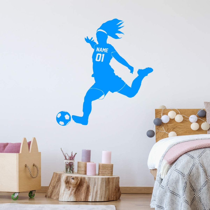 Adhésif décoratif footballeur, H 14,5 po x l 13 po, Bleu ciel