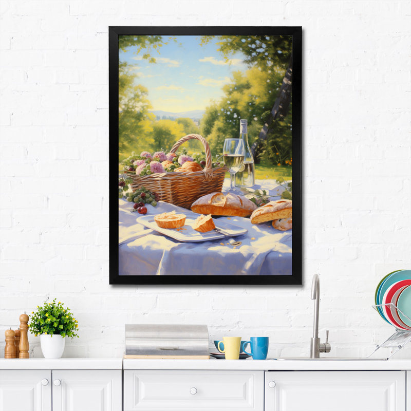 «Food Picnics Tranquil Retreat II», reproduction d'art sur toile, Cadre photo noir, H 20 po x l 12 po x P 1 po