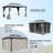 Gazebo 10x14ft Grey. Spacious Party Tent With Double Roofs. . Steel Frame. Fabric. For Patio, Backyard 10x14ft, Roofs, Privacy Curtains. Metal Construction. For 6-8. Backyard, Lawn Use