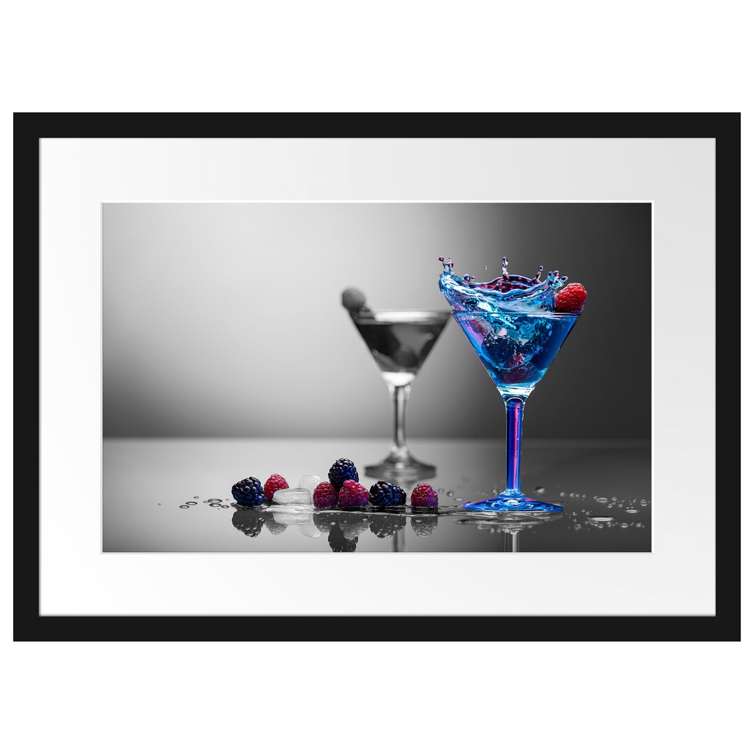 Gerahmtes Poster Blauer Leckerer Cocktail