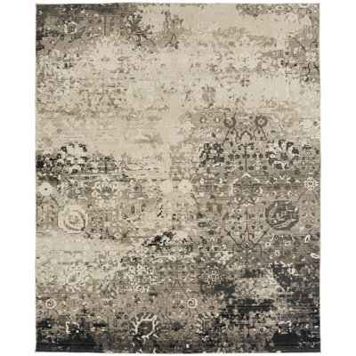 Tebikerei Abstract Area Rug in Ivory/Black