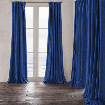 Gian Fabric | Solid Shiny Velvet Fabric | Color Indigo