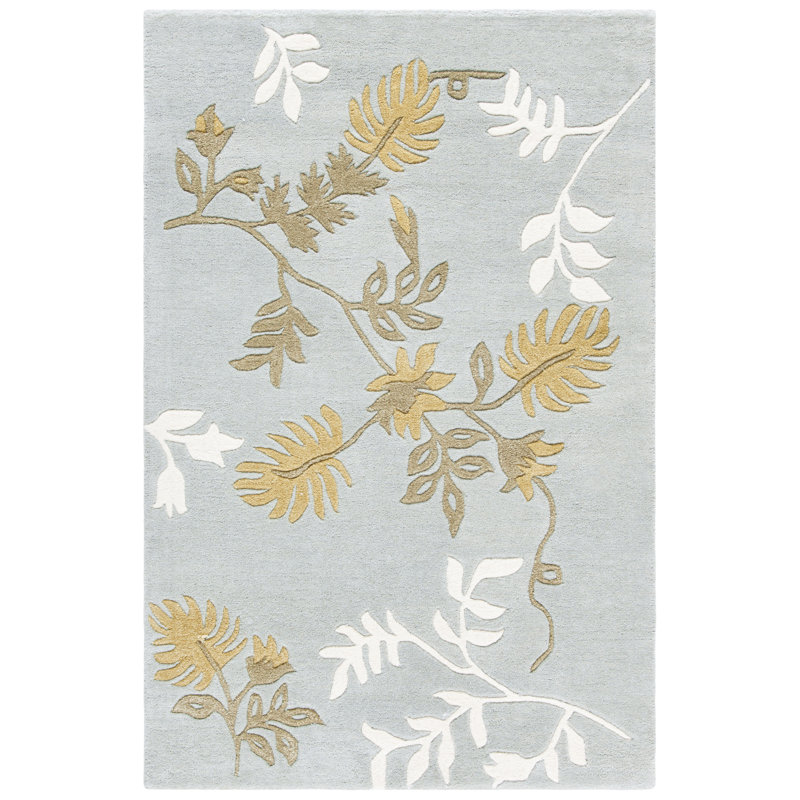 Tapis bleu clair en laine touffeté à la main Candelo, Rectangle 5 pi x 8 pi