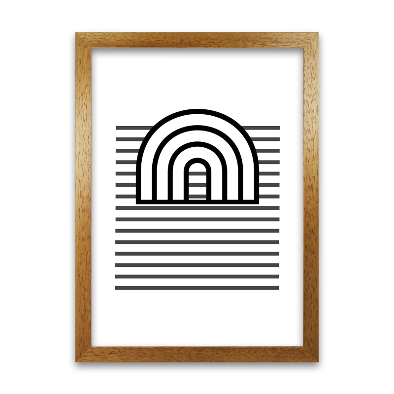 3D Rainbow And Lines Original - Print, 84cm H x 59cm W x 3cm D, Oak Frame