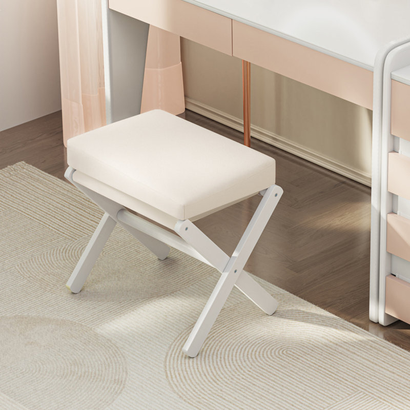 Repose-pieds capitonné rectangulaire standard, Blanc