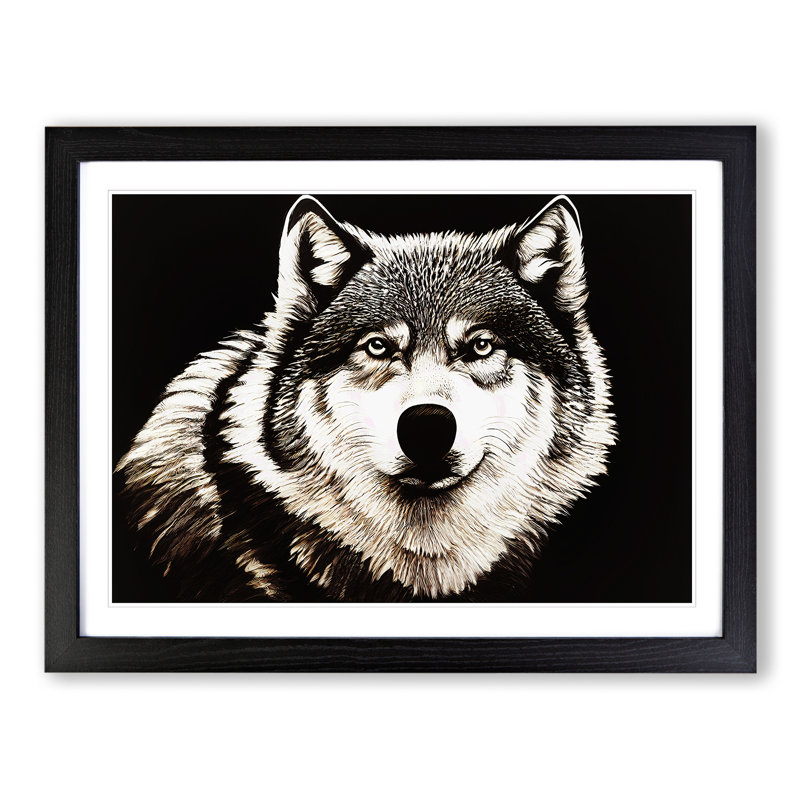 Face Of The Wolf Vol.1 - Single Picture Frame Print, 25cm H x 34cm W x 2cm D, Black Framed